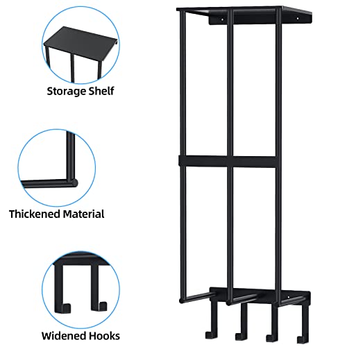 Camping Chair Wall Storage for Garage, Metal Camping Chair Storage Rack Wall Holder, Floating Shelf, 4 Hooks, Stainless St...