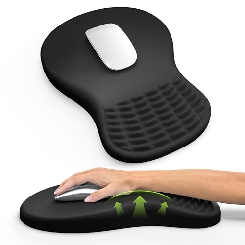MEKASS Ergonomic Mouse Pad with Wrist Rest, Memory Foam Wrist Support for Carpal Tunnel Pain Relief, Non-Slip PU Base, Com...