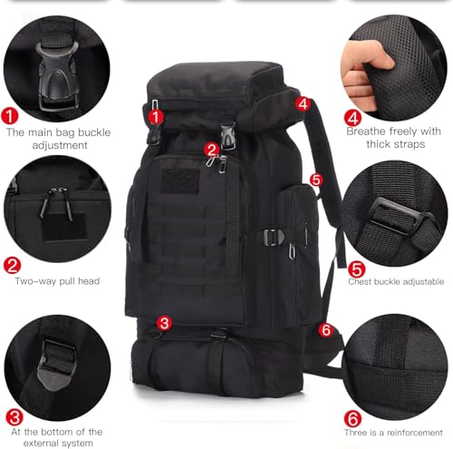 100L Hiking Backpack Men Large Waterproof Camping Backpack Lightweight Packable Backpacking Backpack Daypack Military Ruck...