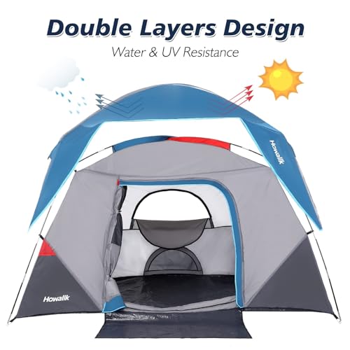 Camping Tent, Tent for Camping, Easy Set up Camping Tent 4 Person and 6 Person for Hiking Backpacking Traveling Outdoor, L...