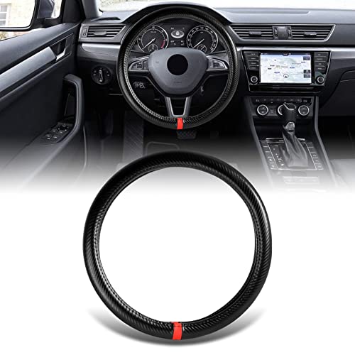 Q1-TECH, Steering Wheel Cover Pole Position Accent Sport Carbon Fiber Look Style for Car Truck SUV Universal 15 Inch Fitme...