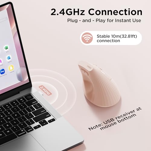 Uineer Vertical Mouse Wireless, 2.4G Rechargeable Mouse with Battery Indicator,4 Level DPI,Ergonomic Design for Comfort an...