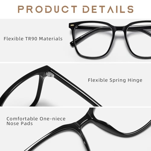 MACJERO Oversized Square Blue Light Blocking Glasses for Women Men, Anti-Fatigue Computer Monitor Gaming Glasses Reduce Ey...