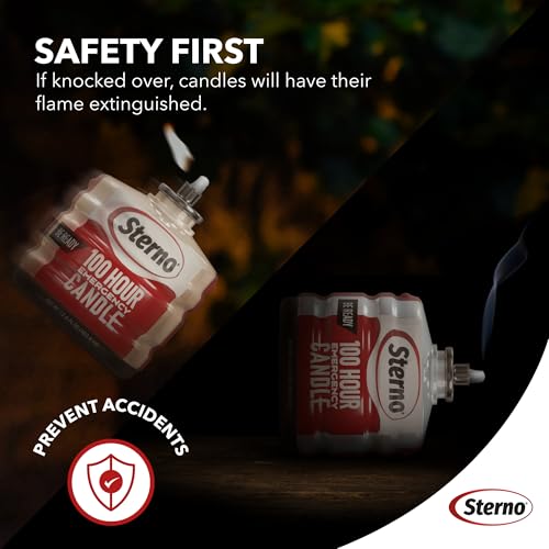 Sterno 100-Hour Emergency Candles - Long Burning Unscented Candles for Emergencies and Power Outages - Burns Up to 100 Hou...