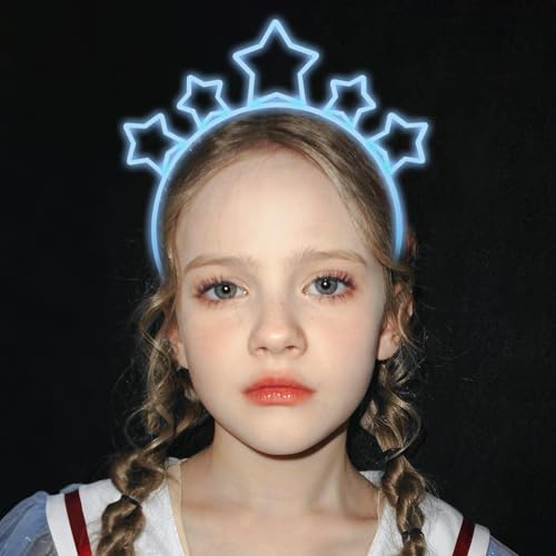 ZIRICHER Star Headband Glow In Dark,Luminous Star Plastic Hairbands with Teeth Cute Cartoon Hair Hoops for Girls Kids,Glow...