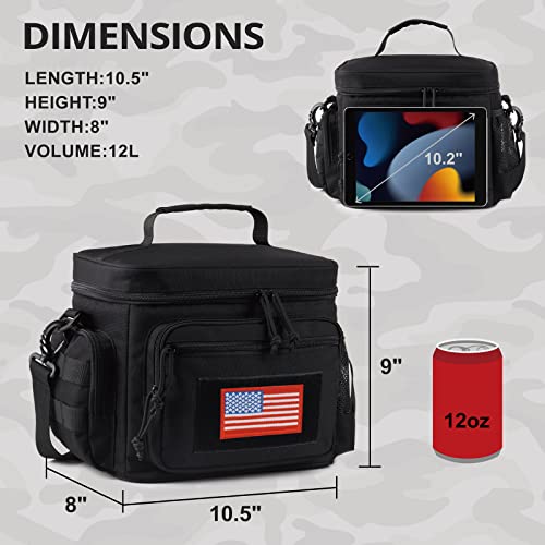 Lunch Box for Men, Tactical Lunch Bag MOLLE Webbing Leakproof Insulated Large Lunch Cooler Women Adult Meal with Adjustabl...