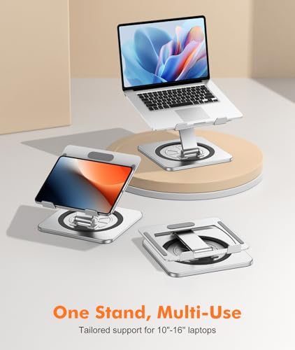 RIWUCT Adjustable Laptop Stand with 360° Swivel Base, Foldable Laptop Riser Holder for Desk, Ergonomic Computer Notebook C...