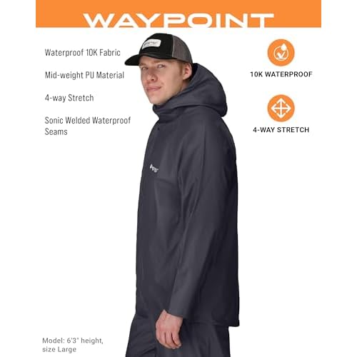 FROGG TOGGS Men's Waypoint Angler Waterproof, Durable Jacket with 4-Way Stretch