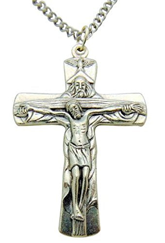 Westman Works Trinity Vatican Crucifix 2 Inch Catholic Cross on Stainless Steel Chain