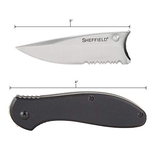Sheffield 12164 Berda Assisted Open Knife, 3 Inch Blade EDC Knife, for Survival Gear, Self Defense, and More, G10 Handle, ...