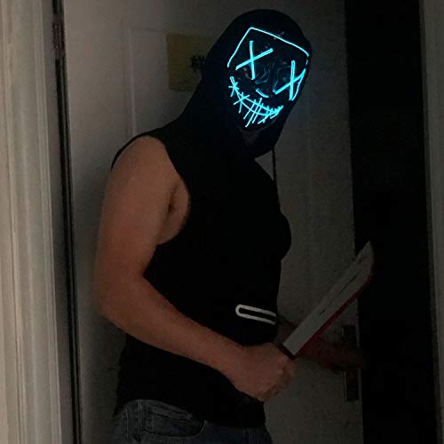 Poptrend Halloween Mask LED Light up Mask for Festival Cosplay Halloween Costume Masquerade Parties,Carnival,Gifts