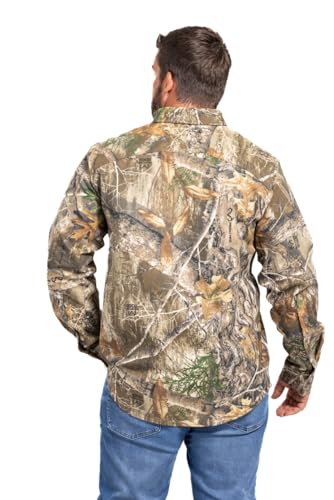 Realtree Men’s Long Sleeve Button Down Camp Shirt – Midweight, Cotton, Breathable Outdoor Shirt for Hunting and Fishing