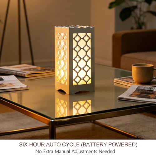 Bright Zeal 9" Tall LED Table Lamp with Flower Shaped Carving (Battery & USB Operated) - LED Desk Lamps Rechargeable with ...