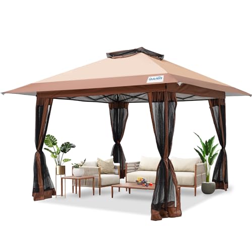 Quictent 13'x13' Pop up Gazebo Canopy Tent, One Person Set up Portable Instant Folding Shelter, Outdoor Canopy Tent with E...