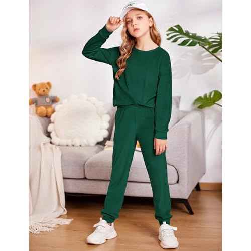 Arshiner Girls 2 Piece Outfit Sweatsuits Set Kids Velour Sweatshirts & Sweatpants Tracksuits Set for Girls