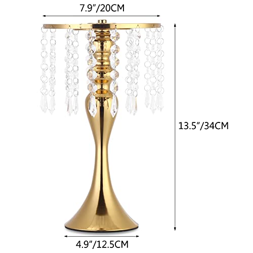 Rozrety 4 Pcs Gold Vases for Centerpieces, 13.5 inch Tall Crystal Flower Stand Wedding Centerpieces for Tables Decorative ...