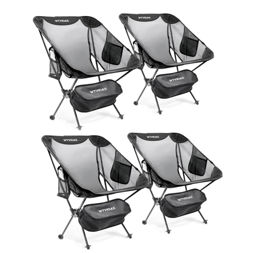 WTVIDAS Camping Beach Chairs 2 Pack,Compact Backpacking Chairs,Full Breathable Mesh,Ultralight Aluminum Camp Chairs for Ba...