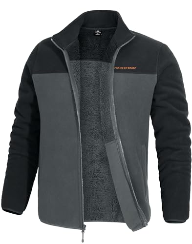 Pioneer Camp Men's Polar Fleece Sherpa Lined Jacket Warm Full Zip Up Thick Jacket Soft Outwear Winter Coat with Zipper Pocket