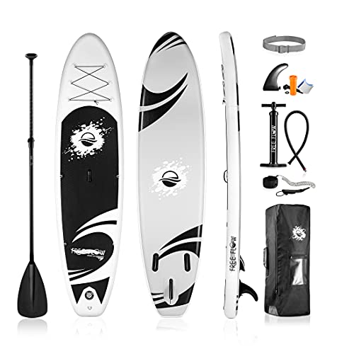 SereneLife Inflatable Stand Up Paddle Board (6 Inches Thick) with Premium SUP Accessories & Carry Bag | Wide Stance, Botto...