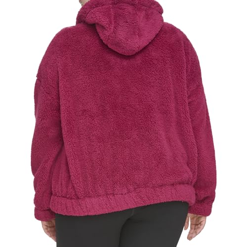 Calvin Klein womens Rope Detail Oversized Hoodie Sherpa Zip Up Jacket