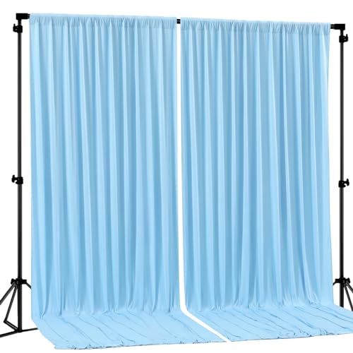 Blue Backdrop Curtains 2 Panels - Wrinkle-Free Light Blue Curtains Polyester Photography Drapes Photo Background for Baby ...