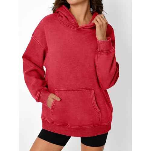Trendy Queen Oversized Hoodies for Women Acid Wash Sweatshirt Cute Pullover Fall Winter Long Sleeve Shirts