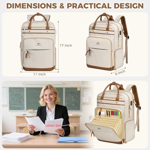 MATEIN Teacher Backpack with Lunch Compartment Detachable, 15.6 Inch Laptop Backpack with USB Port & Organized Pocket, Col...
