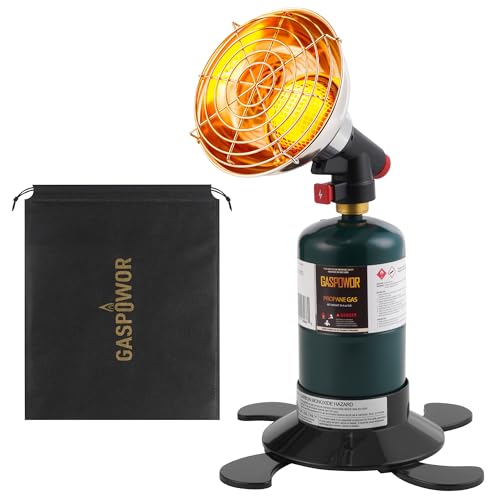 GASPOWOR 6800BTU Propane Heater with Igniter, Portable Outdoor Gas Heater for Camping, Golf Carts, Patio, Cordless Design ...