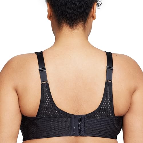Full Figure Plus Size Custom Control Sports Bra Wirefree #1166 Solid Black 34DD