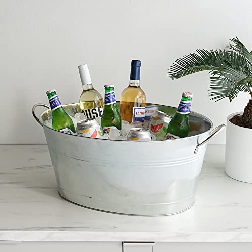 True Galvanized Tub, Large Ice Buckets for Parties, Beverage Cooler for Beer, Wine, Soda, Bottled Water, Rustic Beverage T...