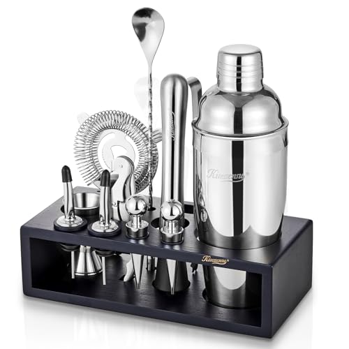 KITESSENSU Cocktail Shaker Set with Stand | Mixology Bartender Kit Bar Set with Essential Bar Accessories for Home Bar: Ma...