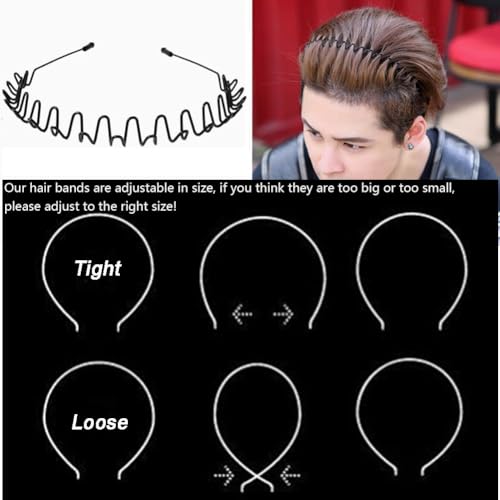 WantGor Metal Headbands, 2 Pack Fashion Unisex Black Hairband Spring Wave Non Slip Sports Headwear Hair Hoop Hair Accessor...