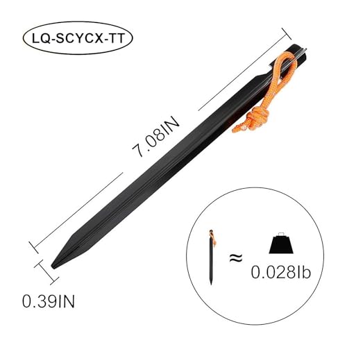 10 Pack Heavy Duty Aluminum Tent Stakes with Reflective Pull Ropes, Triangular Ground Pegs