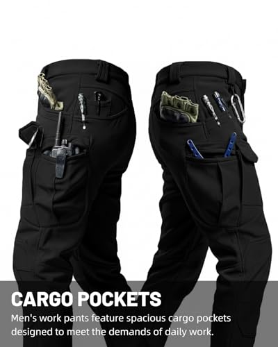 Boonlight Men's Lightweight Tactical Pants, Water Resistant Hiking Cargo Pants with Multiple Pockets for Outdoor (No Belt)