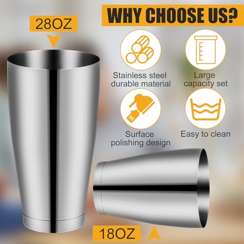 Zhehao 24 Pcs Silver Cocktail Shaker Professional Bar Boston Shaker Set Stainless Steel Martini Shake Drink Mixer Basic To...