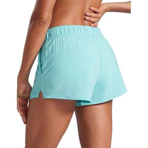 CRZ YOGA Mid Waisted Side Slit Beach Shorts for Women 3¡± - Dolphin Swim Board Bathing Trunks Bottoms with Liner