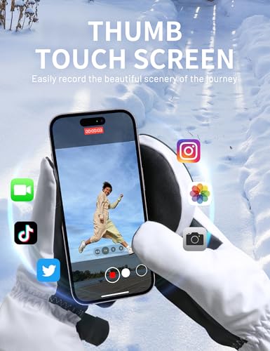 Supertrip Ski Mittens Men Women, Waterproof Snowboard Mittens Gloves Touch-Screen Anti-Slip Snow Mitts 3M Thinsulate, Warm...