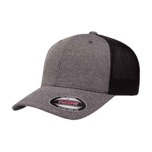 Flexfit Men's 110 Mesh Trucker Hat, Dark Heather/Black, One Size