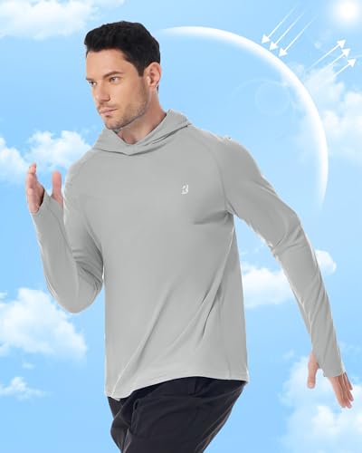 Roadbox Mens UPF 50+ Fishing Shirt, Long Sleeve UV Sun Protection Hoodies, Quick Dry Rash Guard for Hiking Outdoor Working
