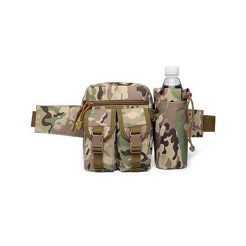 Piscorush Tactical Waist Pack with Water Bottle Holder Versatile and Waterproof Military Fanny Pack Utility Belt for Outdo...