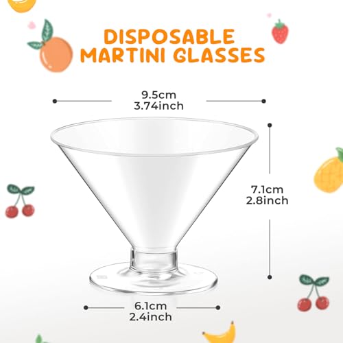 S8686S 50 PCS Disposable Martini Glasses for Parties 5oz,Plastic Martini Glasses Disposable,Martini Plastic Cups for Weddi...