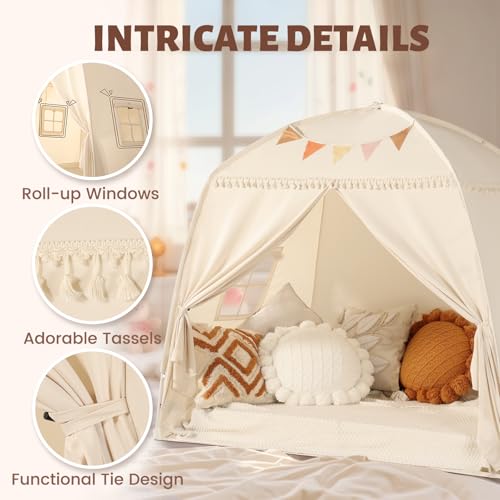 Sumbababy Large Teepee Tent for Kids: with Star Lights & Flags - Tent for Kids Indoor Toddler Teepee for Boys & Girls - To...