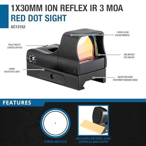 BARSKA 1x Reflex Red Dot Sights ? Multi-Reticle and Single-Dot Options with Illuminated Reticles, Quick-Release Mounts, and Unlimited Eye Relief
