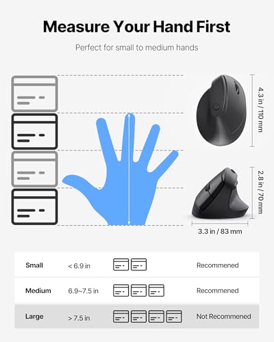 Blervadix Ergonomic Mouse, USB+Bluetooth Dual Connection, Wireless Vertical Mouse for Reducing Wrist Pain, 1000/1600/2400 ...