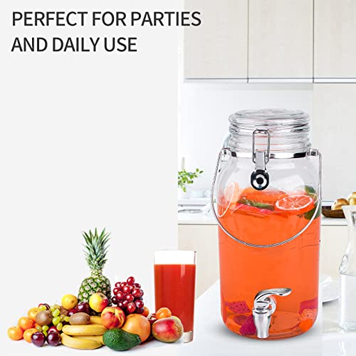 Eleganttime 1 Gallon Glass Drink Dispensers for Parties,2 Pack Beverage Dispenser With Spigot,Laundry Detergent Dispenser ...