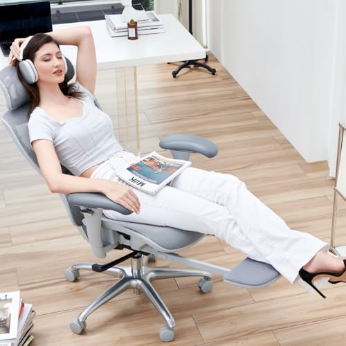 COLAMY Ergonomic Mesh Office Chair, High Back Desk Chair with Footrest, Adjustable Headrest and 3D Arms, Fixed Tilt Lock, ...