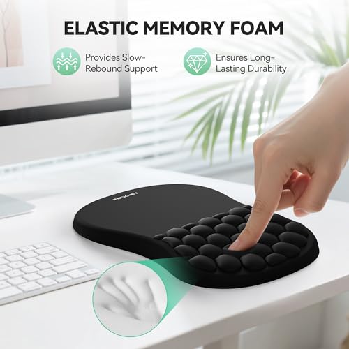TECKNET Ergonomic Mouse Pad with Wrist Rest, Soft Mousepad with Massage Design, Memory Foam and Non-Slip PU Base for Pain ...