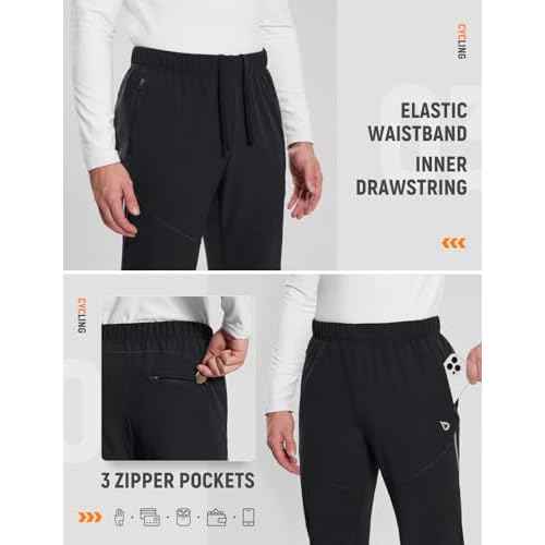 baleaf Men's Winter Cycling Running Pant Water Resistant Fleece Mountain Bike Pants Cold Weather Gear Windproof