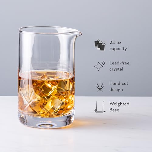 Cork & Mill Cocktail Mixing Glass - Large 24 oz Crystal Cocktail Mixer for Old Fashioneds, Manhattans and Other Stirred Wh...