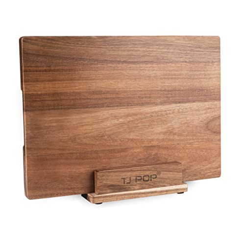 TJ POP Acacia Wood Cutting Board for Kitchen, Premium Wooden Chopping Board with Stand Organizer and Built-in Handle, 15.8...